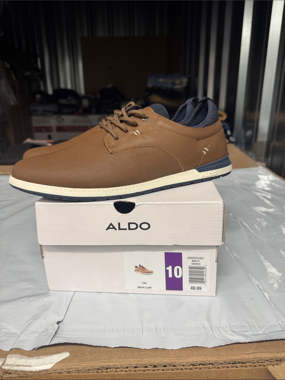 ALDO Tan Loafers with Navy Trim